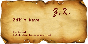 Zám Keve névjegykártya